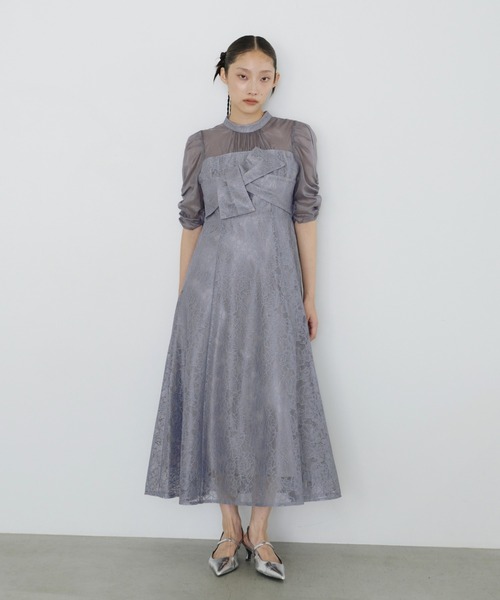 ANDRESD(アンドレスド)の「ノットリボンレースドレス / knot ribbon lace dress(ドレス・レディース・ブルーグレー/ブラック/ブラウン/イエロー/チャコール・S/L/M)」の11枚目の写真