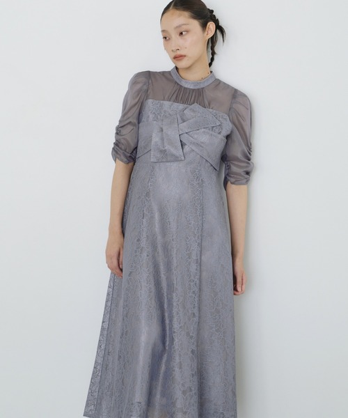 ANDRESD(アンドレスド)の「ノットリボンレースドレス / knot ribbon lace dress(ドレス・レディース・ブルーグレー/ブラック/ブラウン/イエロー/チャコール・S/L/M)」の12枚目の写真