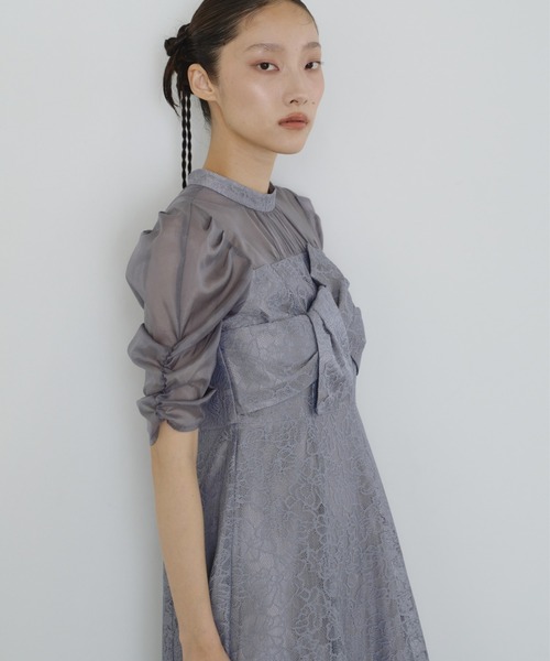 ANDRESD(アンドレスド)の「ノットリボンレースドレス / knot ribbon lace dress(ドレス・レディース・ブルーグレー/ブラック/ブラウン/イエロー/チャコール・S/L/M)」の13枚目の写真