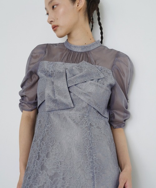 ANDRESD(アンドレスド)の「ノットリボンレースドレス / knot ribbon lace dress(ドレス・レディース・ブルーグレー/ブラック/ブラウン/イエロー/チャコール・S/L/M)」の14枚目の写真