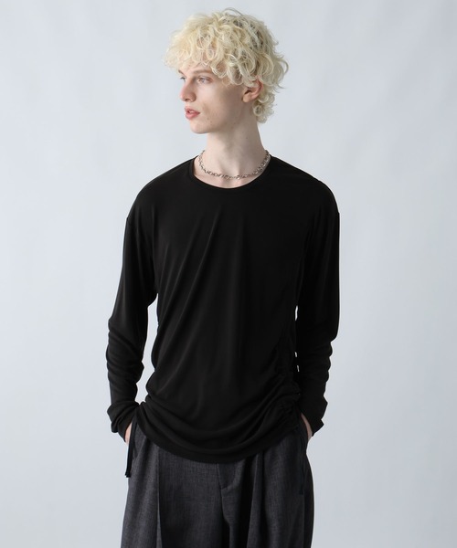 HARE（ハレ）の「アシメギャザーカットソー(HARE)（Tシャツ/カットソー・メンズ・パープル/ブラック/グレー・FREE）」の2枚目の写真