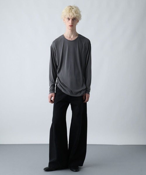 HARE（ハレ）の「アシメギャザーカットソー(HARE)（Tシャツ/カットソー・メンズ・パープル/ブラック/グレー・FREE）」の4枚目の写真