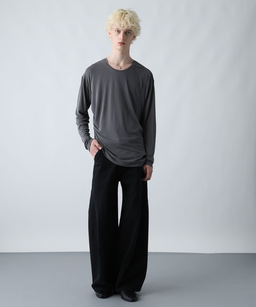 HARE（ハレ）の「アシメギャザーカットソー(HARE)（Tシャツ/カットソー・メンズ・パープル/ブラック/グレー・FREE）」の5枚目の写真