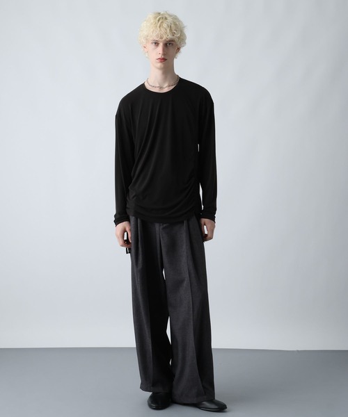 HARE（ハレ）の「アシメギャザーカットソー(HARE)（Tシャツ/カットソー・メンズ・パープル/ブラック/グレー・FREE）」の6枚目の写真