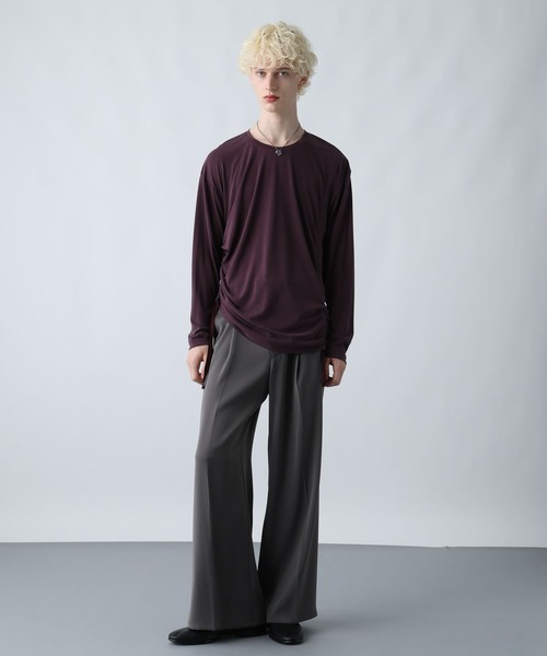 HARE（ハレ）の「アシメギャザーカットソー(HARE)（Tシャツ/カットソー・メンズ・パープル/ブラック/グレー・FREE）」の8枚目の写真