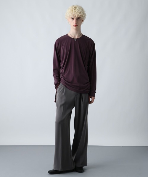 HARE（ハレ）の「アシメギャザーカットソー(HARE)（Tシャツ/カットソー・メンズ・パープル/ブラック/グレー・FREE）」の9枚目の写真