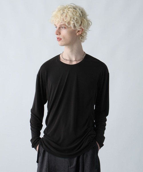 HARE（ハレ）の「アシメギャザーカットソー(HARE)（Tシャツ/カットソー・メンズ・パープル/ブラック/グレー・FREE）」の11枚目の写真