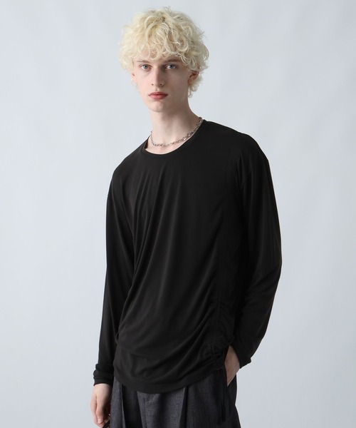 HARE（ハレ）の「アシメギャザーカットソー(HARE)（Tシャツ/カットソー・メンズ・パープル/ブラック/グレー・FREE）」の12枚目の写真