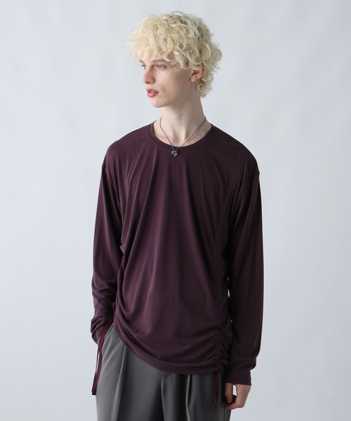 HARE（ハレ）の「アシメギャザーカットソー(HARE)（Tシャツ/カットソー・メンズ・パープル/ブラック/グレー・FREE）」の13枚目の写真