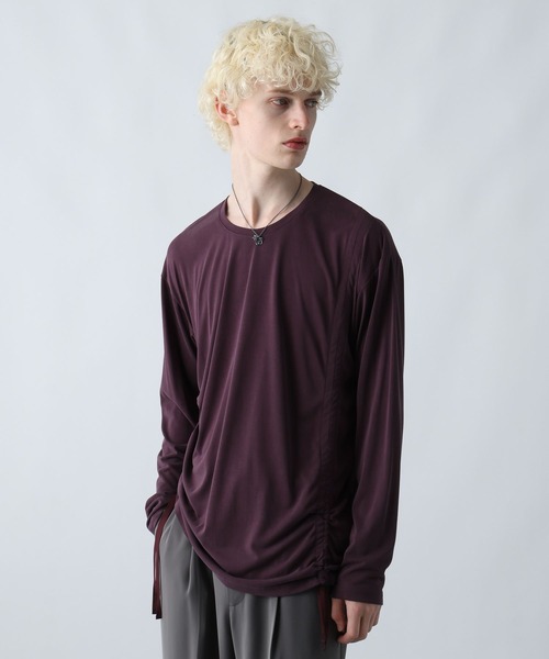 HARE（ハレ）の「アシメギャザーカットソー(HARE)（Tシャツ/カットソー・メンズ・パープル/ブラック/グレー・FREE）」の14枚目の写真