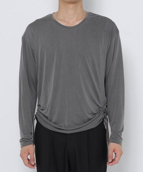 HARE（ハレ）の「アシメギャザーカットソー(HARE)（Tシャツ/カットソー・メンズ・パープル/ブラック/グレー・FREE）」の18枚目の写真