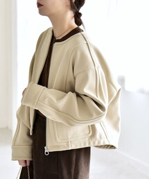 セール】quaranciel: ノーカラー パイピング ジップ コート（ノー