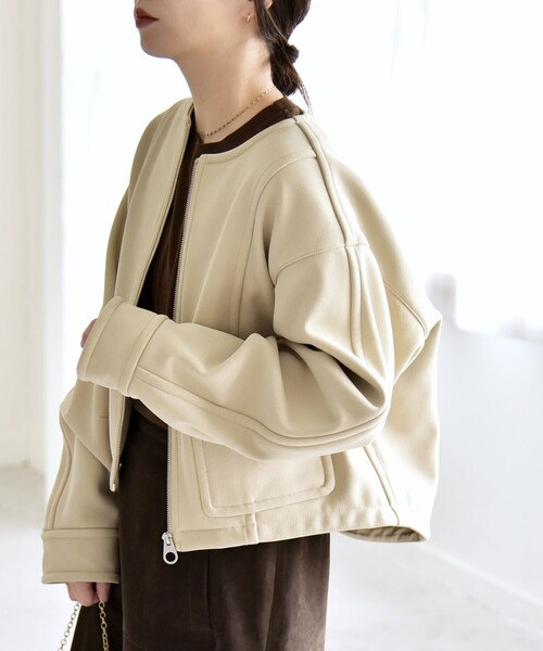 ②n quaranciel:〈洗濯機可能〉ダンボール 裏起毛 ノーカラー コクーン