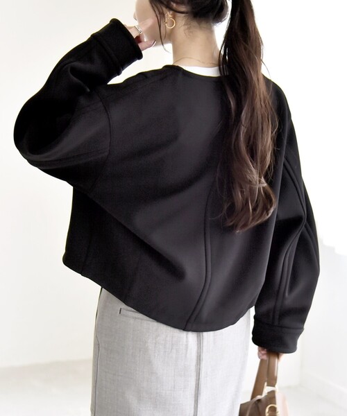 quaranciel:〈洗濯機可能〉ダンボール 裏起毛 ノーカラー コクーン