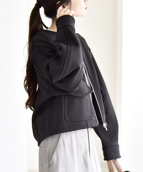 セール】quaranciel:〈洗濯機可能〉ダンボール 裏起毛 ノーカラー