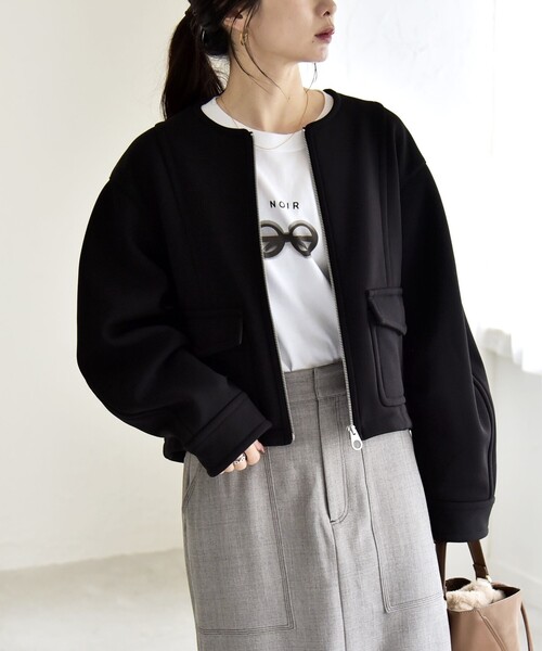 quaranciel:〈洗濯機可能〉ダンボール 裏起毛 ノーカラー コクーン