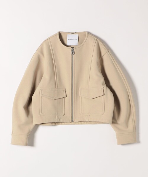 quaranciel:〈洗濯機可能〉ダンボール 裏起毛 ノーカラー ジップ