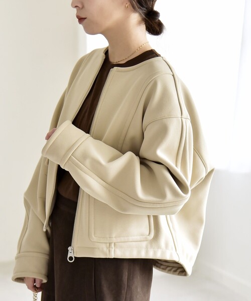 quaranciel:〈洗濯機可能〉ダンボール 裏起毛 ノーカラー コクーン