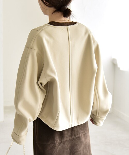 quaranciel:〈洗濯機可能〉ダンボール 裏起毛 ノーカラー コクーン