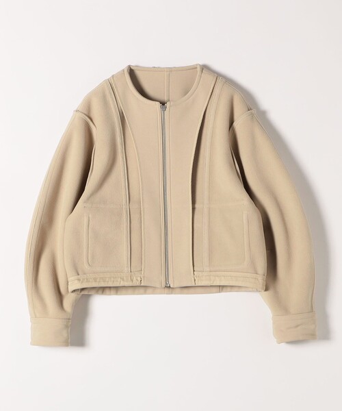 quaranciel:〈洗濯機可能〉ダンボール 裏起毛 ノーカラー ジップ