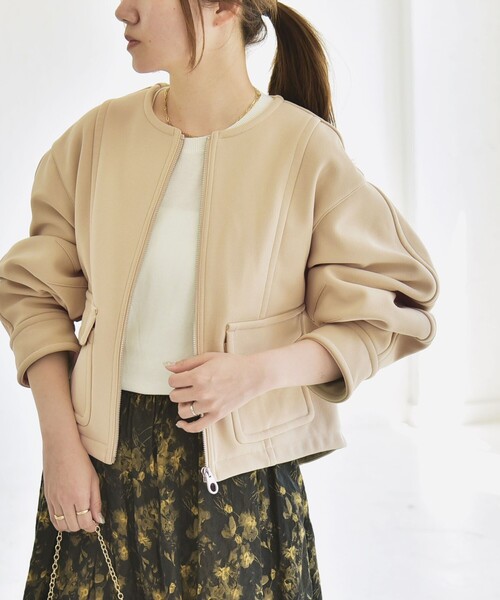 quaranciel:〈洗濯機可能〉ダンボール 裏起毛 ノーカラー コクーン