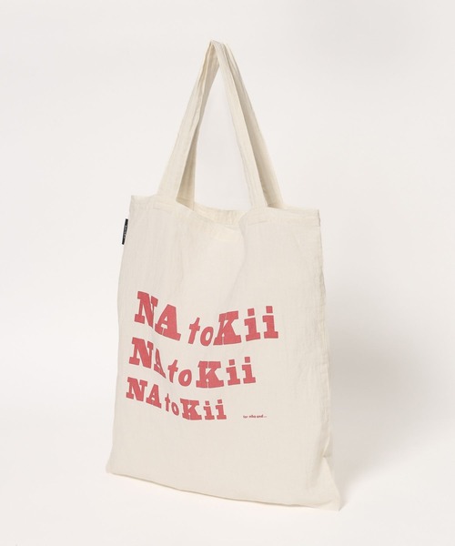 niko and...(ニコアンド)の「【NATOKii(ネイトゥーキー)】3連ロゴエコバッグ(エコバッグ/サブバッグ・メンズ・ライトグレー/レッド・FREE)」の7枚目の写真