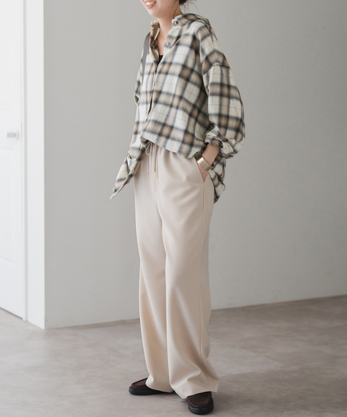 メタルボタンオンブレーチェックルーズシャツ（シャツ/ブラウス