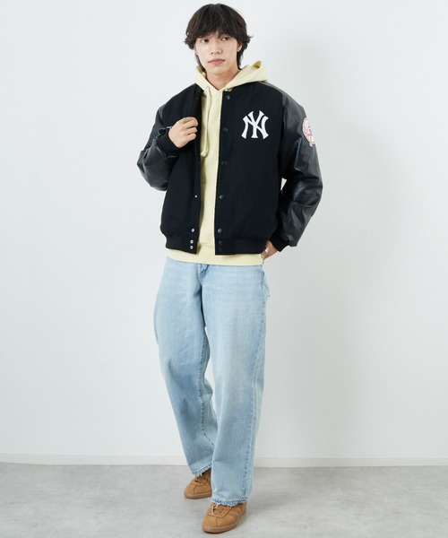 MLB（メジャーリーグベースボール）の「[FANATICS/ファナティクス] 別注 MLBロゴワッペン メルトンスタジャン（スタジャン・レディース・ブラック/ブラウン/ネイビー・XXL/XL/L/M）」の4枚目の写真