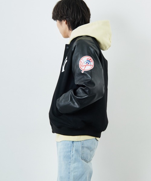 MLB（メジャーリーグベースボール）の「[FANATICS/ファナティクス] 別注 MLBロゴワッペン メルトンスタジャン（スタジャン・レディース・ブラック/ブラウン/ネイビー・XXL/XL/L/M）」の8枚目の写真