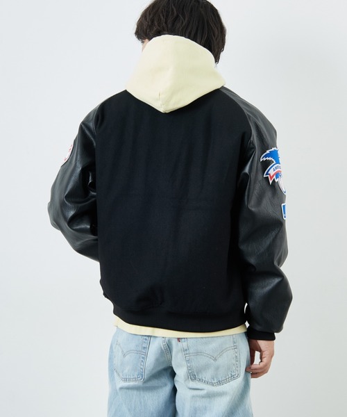 MLB（メジャーリーグベースボール）の「[FANATICS/ファナティクス] 別注 MLBロゴワッペン メルトンスタジャン（スタジャン・レディース・ブラック/ブラウン/ネイビー・XXL/XL/L/M）」の9枚目の写真