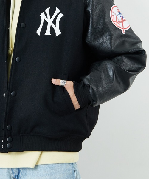 MLB（メジャーリーグベースボール）の「[FANATICS/ファナティクス] 別注 MLBロゴワッペン メルトンスタジャン（スタジャン・レディース・ブラック/ブラウン/ネイビー・XXL/XL/L/M）」の14枚目の写真