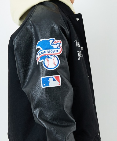 MLB（メジャーリーグベースボール）の「[FANATICS/ファナティクス] 別注 MLBロゴワッペン メルトンスタジャン（スタジャン・レディース・ブラック/ブラウン/ネイビー・XXL/XL/L/M）」の16枚目の写真