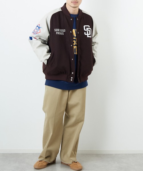FANATICS別注 MLBロゴワッペン メルトンスタジャン FANATICS/ファナティクス] 別注 MLBロゴワッペン メルトン