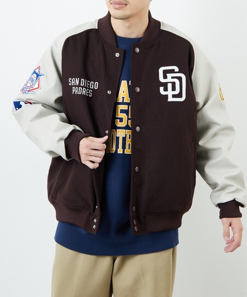 MLB（メジャーリーグベースボール）の「[FANATICS/ファナティクス] 別注 MLBロゴワッペン メルトンスタジャン（スタジャン・レディース・ブラック/ブラウン/ネイビー・XXL/XL/L/M）」の17枚目の写真