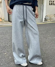 配色 ウエスト ストレート ワイド パンツ