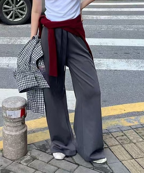 Lace Ladies(レースレディース)の「配色 ウエスト ストレート ワイド パンツ(その他パンツ・レディース・ダークグレー/ネイビー/ライトグレー・FREE)」の3枚目の写真