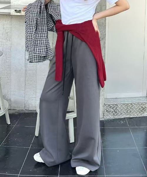 Lace Ladies(レースレディース)の「配色 ウエスト ストレート ワイド パンツ(その他パンツ・レディース・ダークグレー/ネイビー/ライトグレー・FREE)」の13枚目の写真