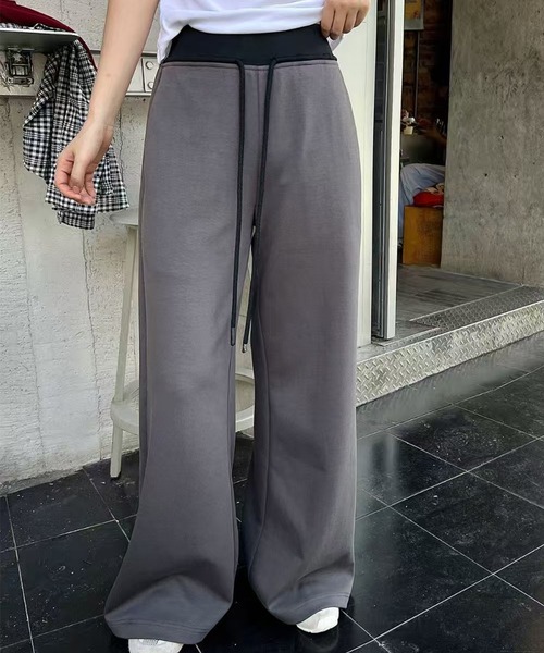 Lace Ladies(レースレディース)の「配色 ウエスト ストレート ワイド パンツ(その他パンツ・レディース・ダークグレー/ネイビー/ライトグレー・FREE)」の12枚目の写真