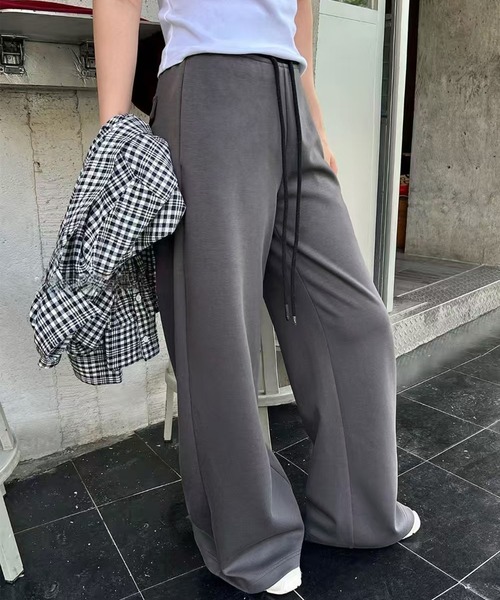 Lace Ladies(レースレディース)の「配色 ウエスト ストレート ワイド パンツ(その他パンツ・レディース・ダークグレー/ネイビー/ライトグレー・FREE)」の10枚目の写真