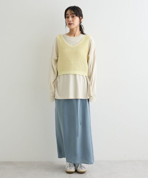 CRAFT STANDARD BOUTIQUE（クラフトスタンダードブティック）の「ワッフル編みニットベスト（ベスト・レディース・アイボリー/ブラウン・FREE）」の22枚目の写真