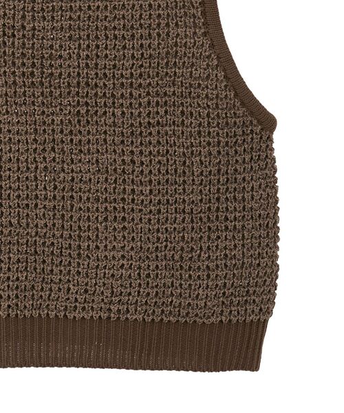CRAFT STANDARD BOUTIQUE（クラフトスタンダードブティック）の「ワッフル編みニットベスト（ベスト・レディース・アイボリー/ブラウン・FREE）」の13枚目の写真