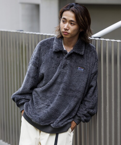 セール】限定展開 リラックスフィット ポロカラー シャギーフリース
