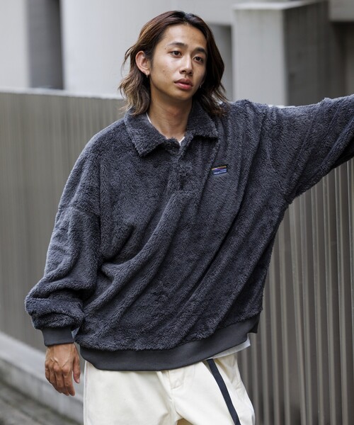 セール】限定展開 リラックスフィット ポロカラー シャギーフリース