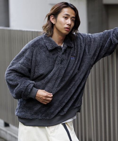 セール】限定展開 リラックスフィット ポロカラー シャギーフリース