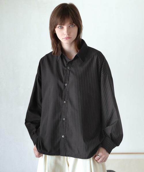 ROCHEM（ローシェン）の「ルーズシルエット短丈ストライプ/ミニチェックシャツ（シャツ/ブラウス・メンズ・ブルー/ブラウン/ネイビー/ブラック系/ホワイト系・L/M/S/XS）」の4枚目の写真