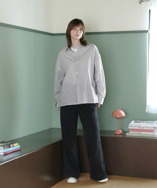 ROCHEM（ローシェン）の「ルーズシルエット短丈ストライプ/ミニチェックシャツ（シャツ/ブラウス・メンズ・ブルー/ブラウン/ネイビー/ブラック系/ホワイト系・L/M/S/XS）」の16枚目の写真