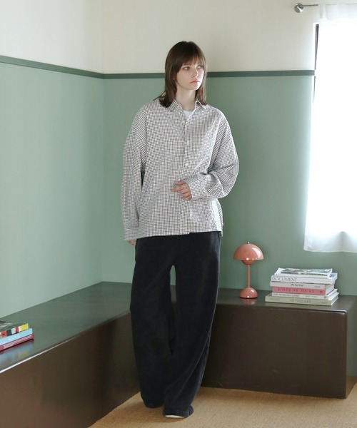 ROCHEM（ローシェン）の「ルーズシルエット短丈ストライプ/ミニチェックシャツ（シャツ/ブラウス・メンズ・ブルー/ブラウン/ネイビー/ブラック系/ホワイト系・L/M/S/XS）」の17枚目の写真