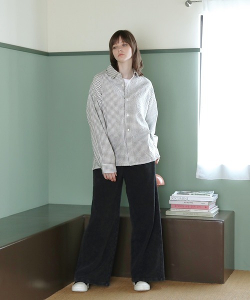 ROCHEM（ローシェン）の「ルーズシルエット短丈ストライプ/ミニチェックシャツ（シャツ/ブラウス・メンズ・ブルー/ブラウン/ネイビー/ブラック系/ホワイト系・L/M/S/XS）」の20枚目の写真