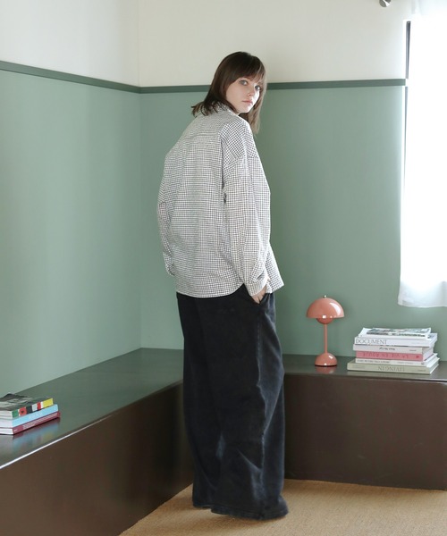 ROCHEM（ローシェン）の「ルーズシルエット短丈ストライプ/ミニチェックシャツ（シャツ/ブラウス・メンズ・ブルー/ブラウン/ネイビー/ブラック系/ホワイト系・L/M/S/XS）」の21枚目の写真