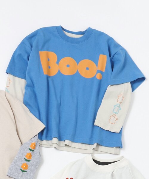 BREEZE（ブリーズ）の「【2Pセット/ジュニア対応】3way袖プリントTシャツ（Tシャツ/カットソー・キッズ・ネイビー/ベージュ/オフホワイト/ブルー・130/140/150/90/100/110/120）」の4枚目の写真